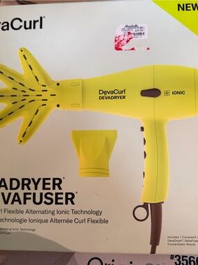 DevaCurl Bright Yellow DevaDryer Ionic Hair Dryer with Diffuser